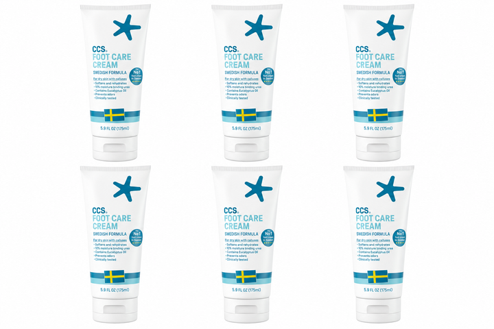 CCS Professional Foot Care Cream 175 ml x6 Pack - Moisturise, Protect Dry & Callused Feet, Contains 10% Urea & Eucalyptus Oil