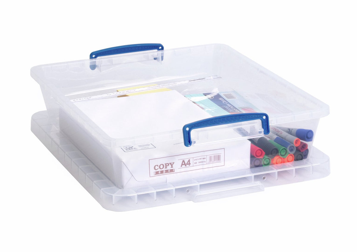 Really Useful Box 10.5 Litre Clear Plastic Storage Container 3x Pack with Clip Handles