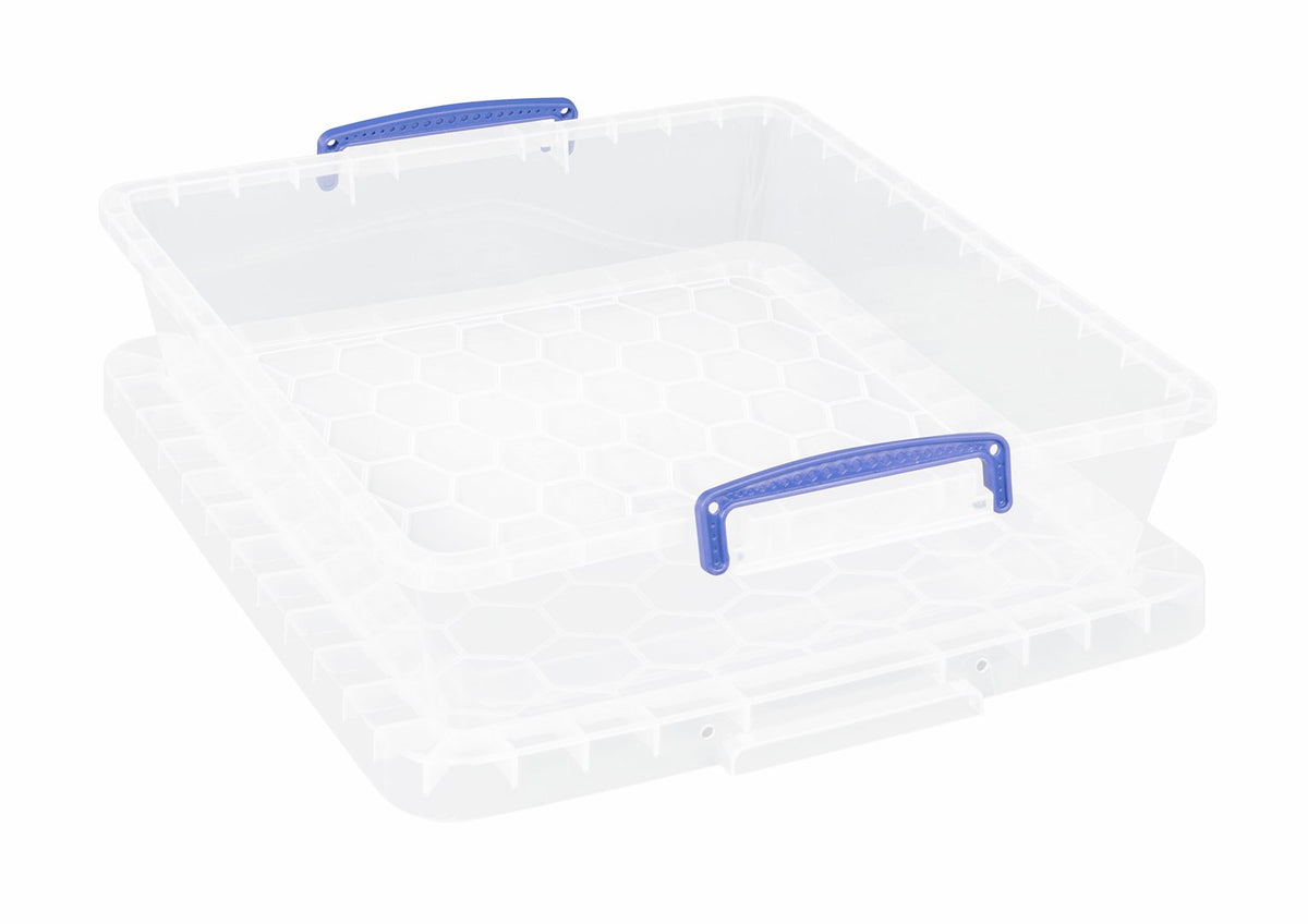 Really Useful Box 10.5 Litre Clear Plastic Storage Container 3x Pack with Clip Handles