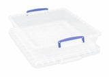 Really Useful Box 10.5 Litre Clear Plastic Storage Container 3x Pack with Clip Handles