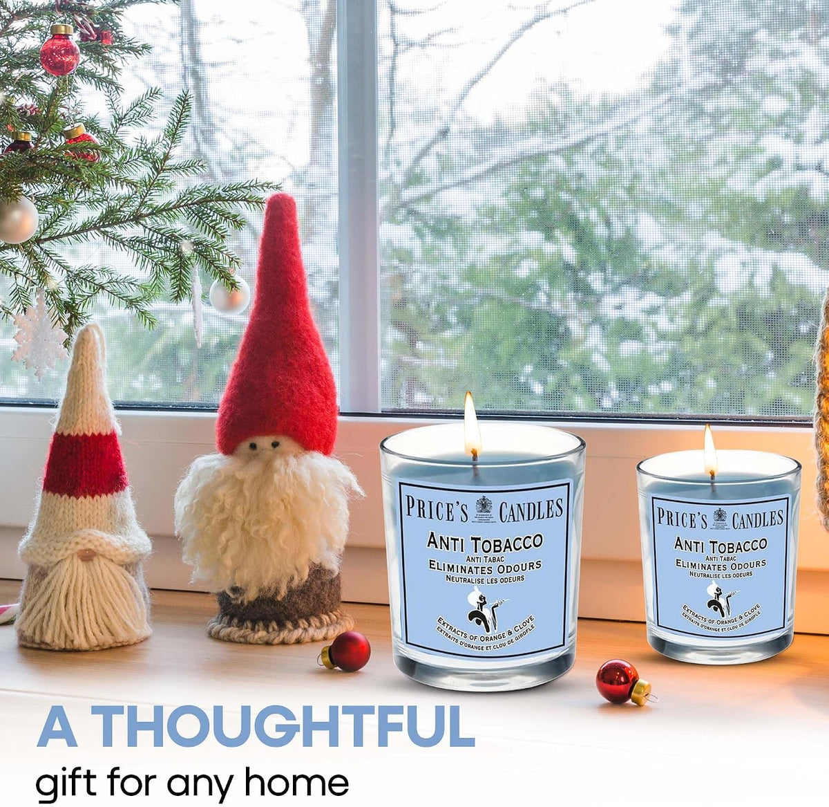 Price's Candles Set of 3 Fresh Air Odour Removing Jar Candles, Anti Tobacco