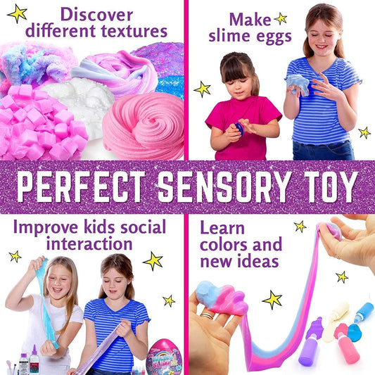 GirlZone Unicorn Egg Sparkly Surprise Slime Kit for Kids