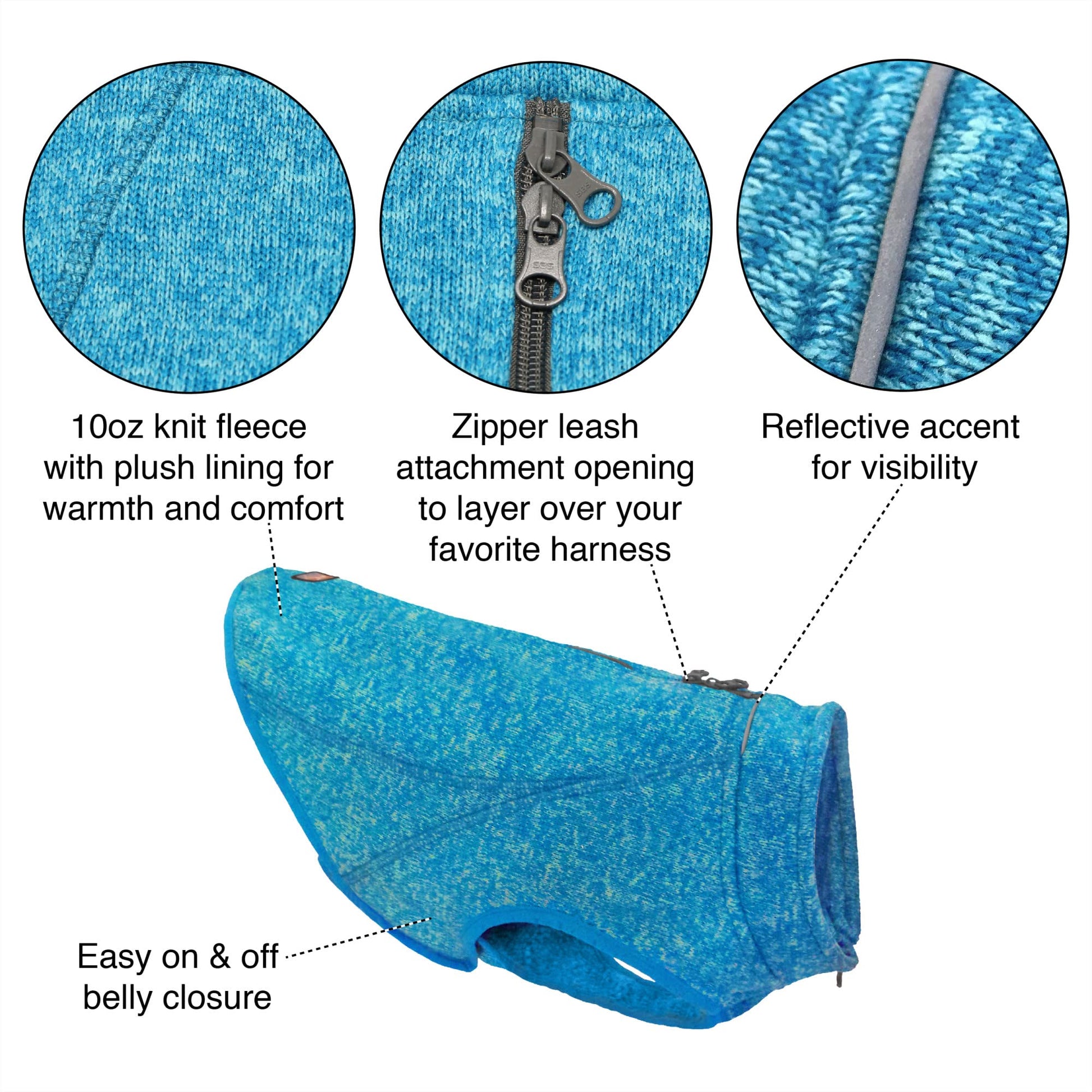 Kurgo Core Lightweight Dog Sweater with Reflective Zip