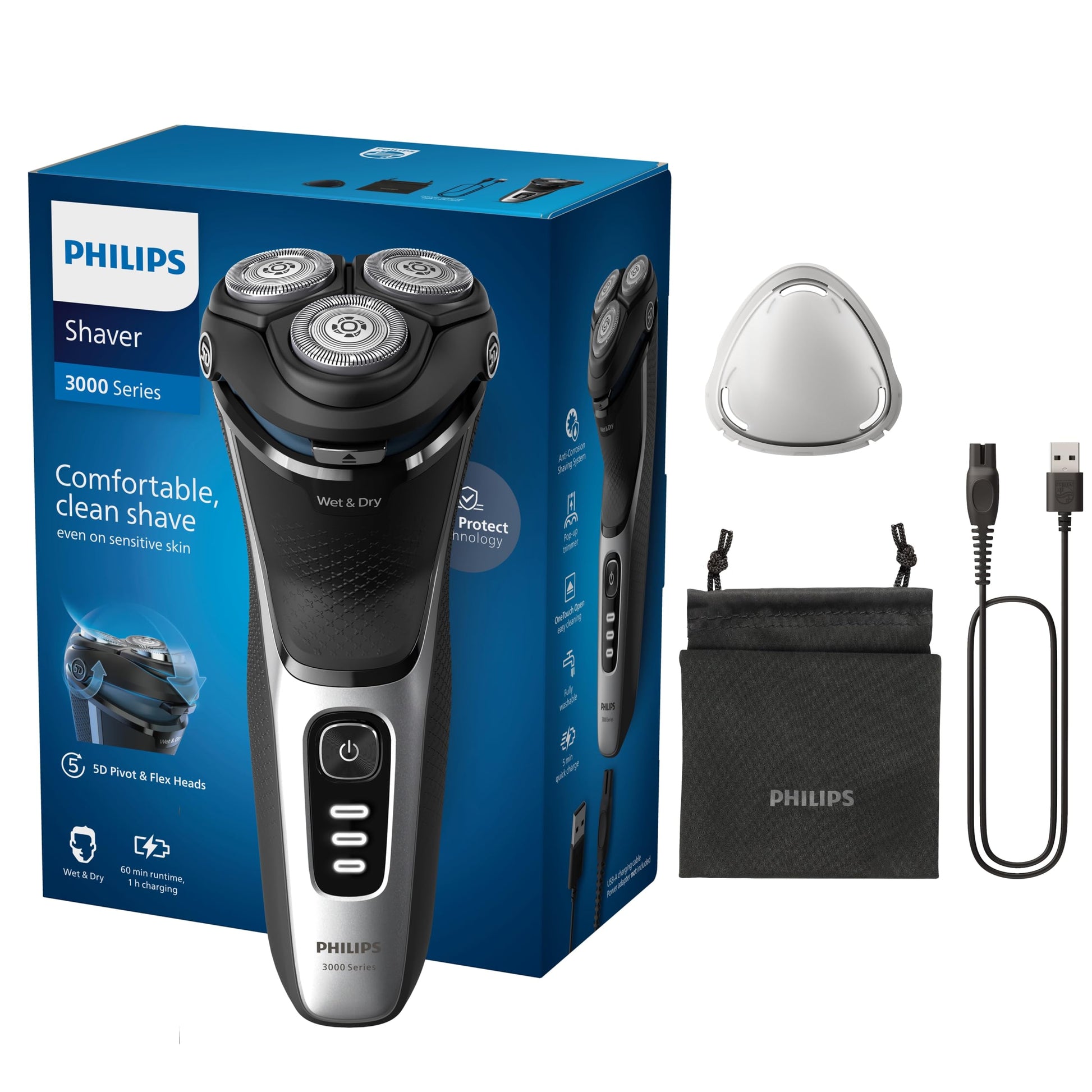 Philips Series 3000 Electric Shaver for Men - Wet & Dry