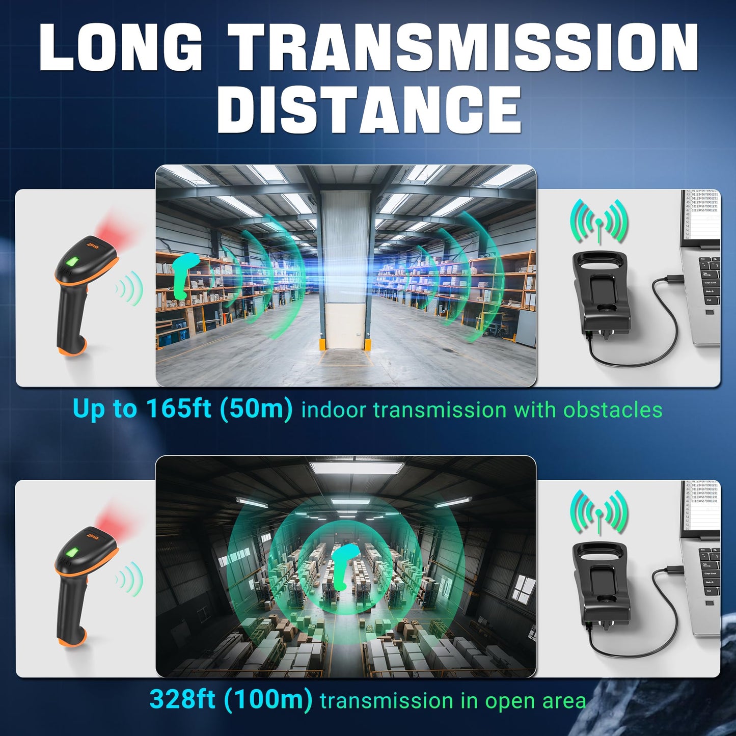 Tera Wireless 1D 2D QR Barcode Scanner with Stand