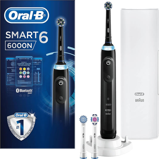 Oral-B Smart 6 Electric Toothbrush with Travel Case, 6000N (Black)