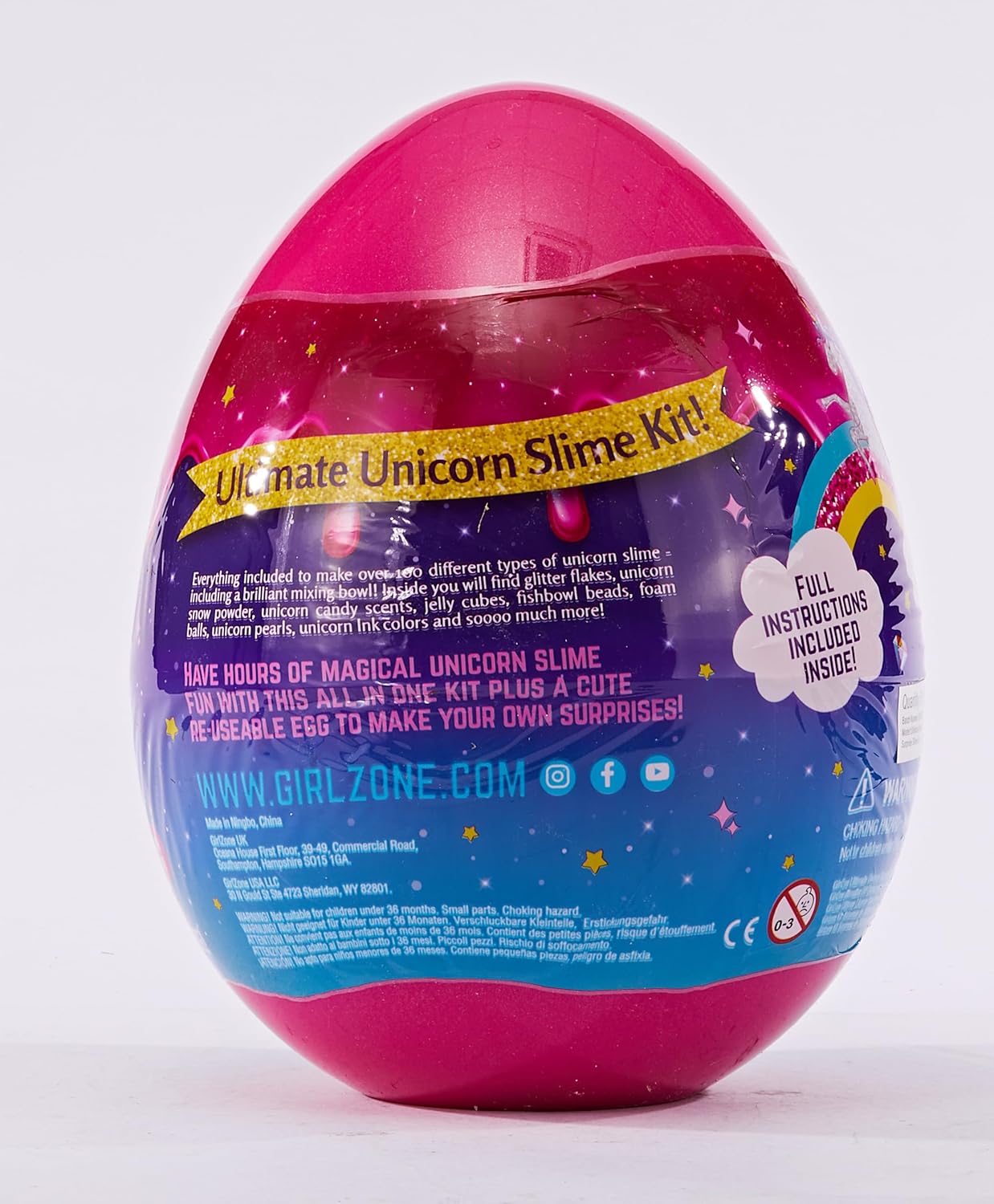 GirlZone Unicorn Egg Sparkly Surprise Slime Kit for Kids