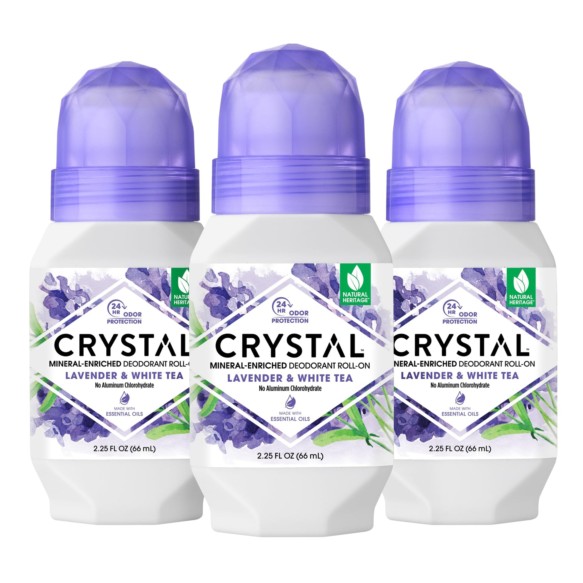 Crystal Essence Mineral Deodorant Roll-On - Lavender & Tea