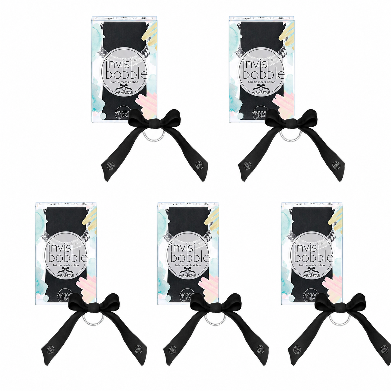 INVISIBOBBLE Wrapstar Elastic Hair Tie in Black x 5 Packs for Various Hairstyles