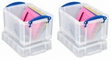 Really Useful Box 3 Litre 2 Pack Clear Plastic Storage Container with Clip Handles & Lid