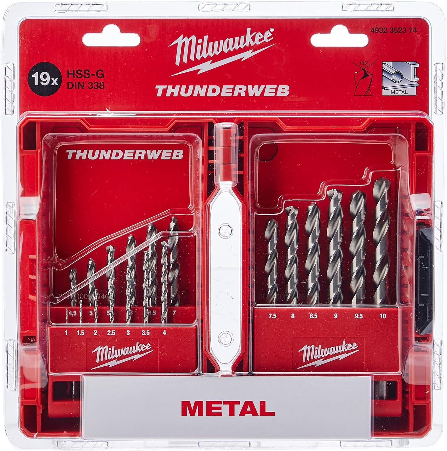Milwaukee Drill Set 19 Piece - Durable 1-10mm Precision Bits