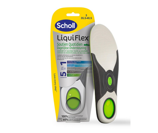 Scholl LiquiFlex Everyday Insoles for Women, 5-in-1 Insoles with Memory Foam - UK Size S (3.5-7.5), 1 Pair