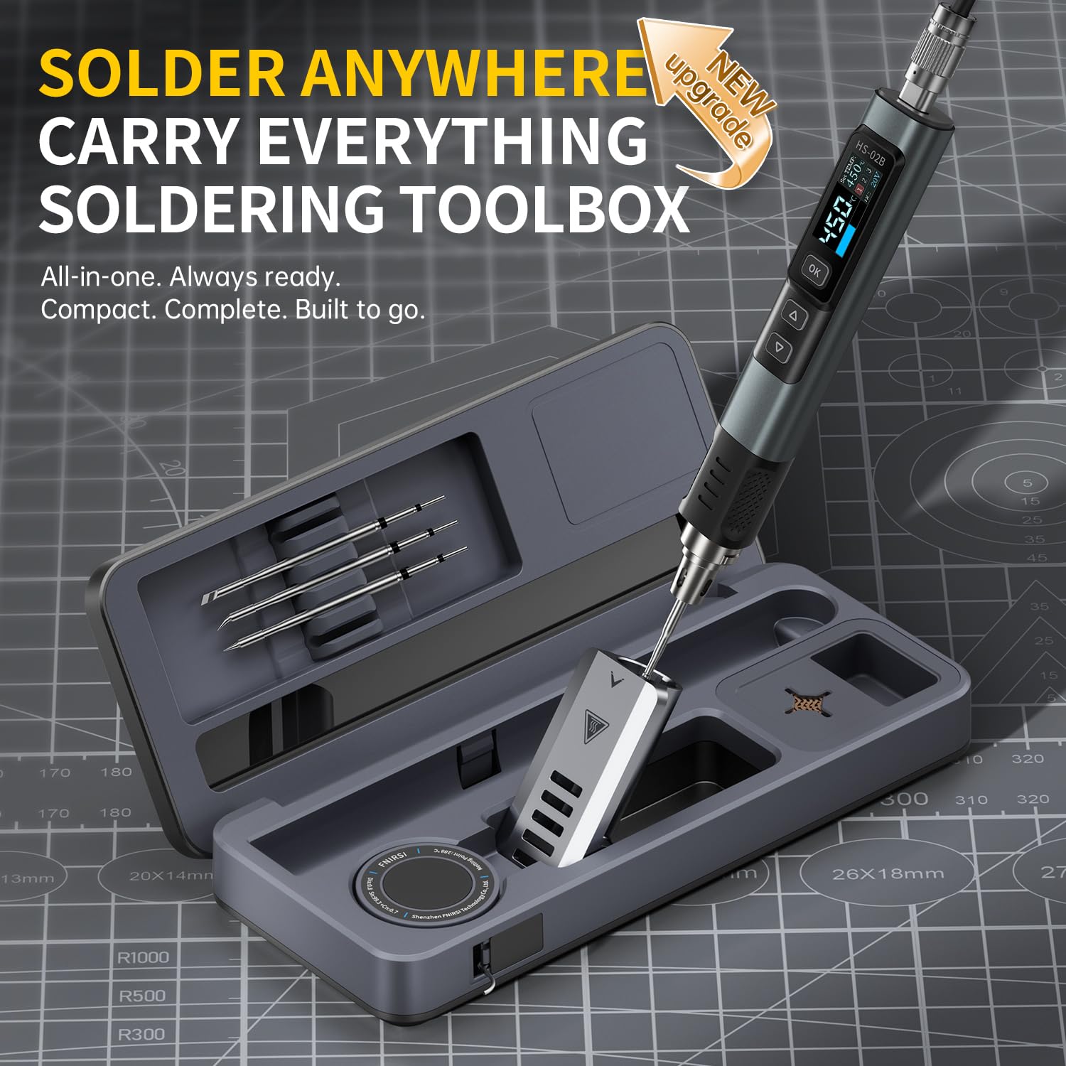 FNIRSI HS-02B 100W Portable Soldering Iron Kit with Storage Case & Accessories