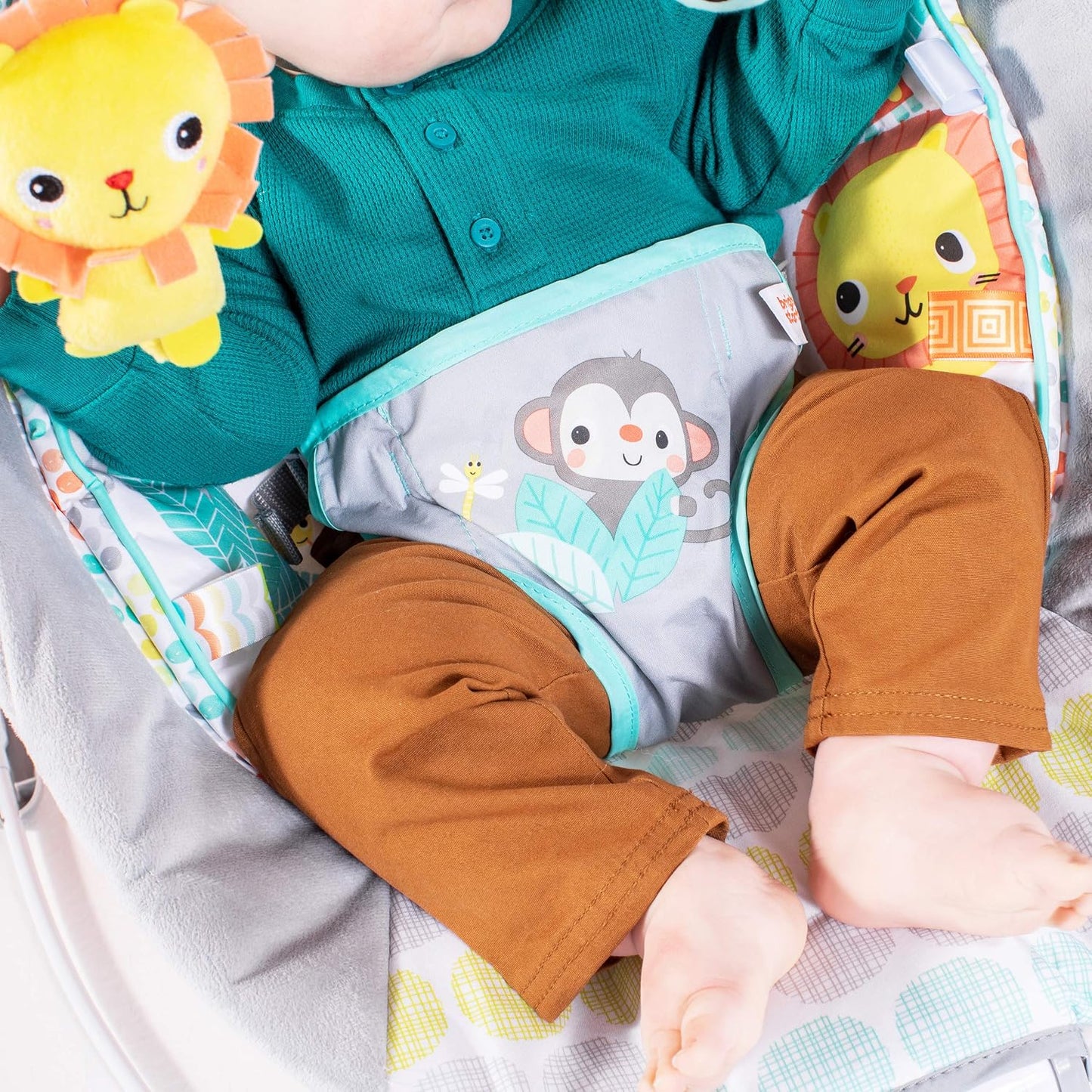 Bright Starts Comfy Baby Bouncer Soothing Vibrations Infant Seat 0-6M Animals Theme