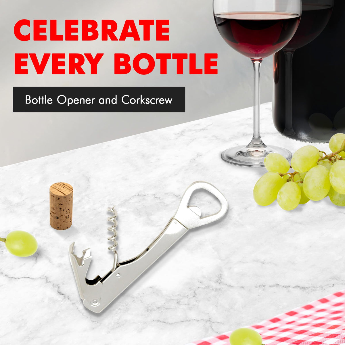 Chef Craft Corkscrew and Bottle Opener - Stainless Steel