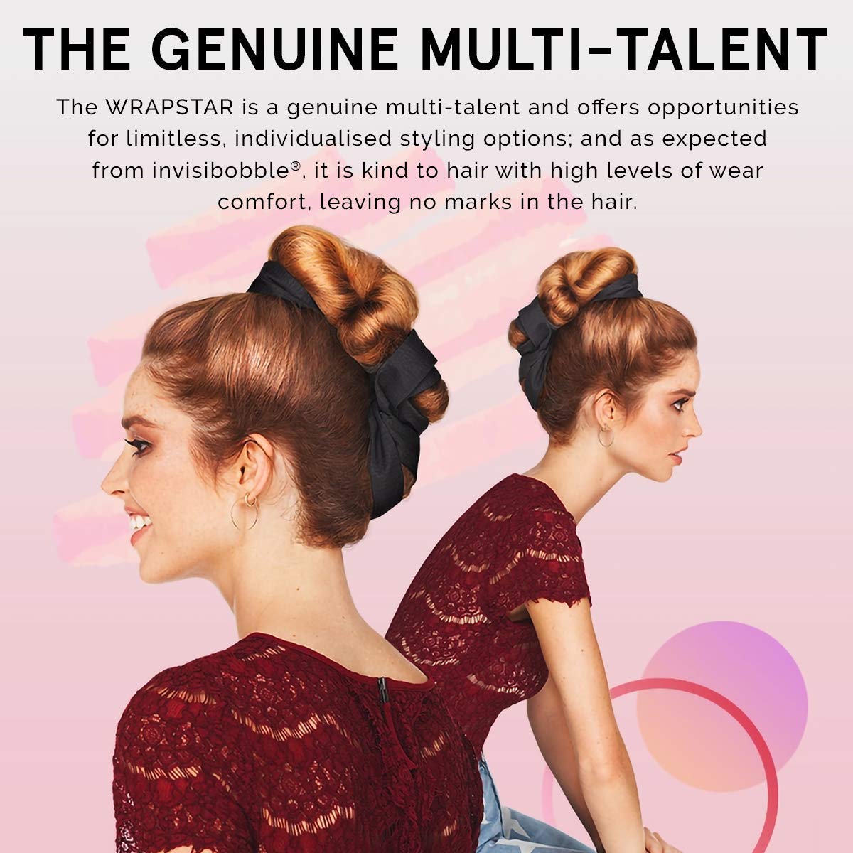 INVISIBOBBLE Wrapstar Elastic Hair Tie in Black x 5 Packs for Various Hairstyles