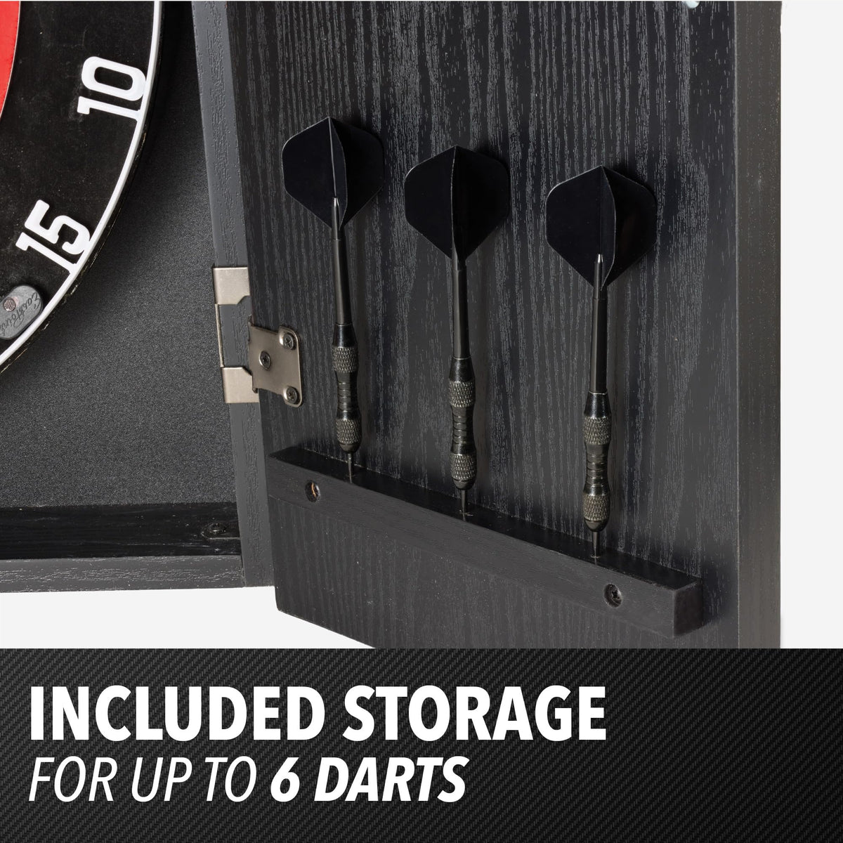 EastPoint Sports Cambridge Bristle Dartboard & Cabinet Set in Black - Complete Competition Dart Set
