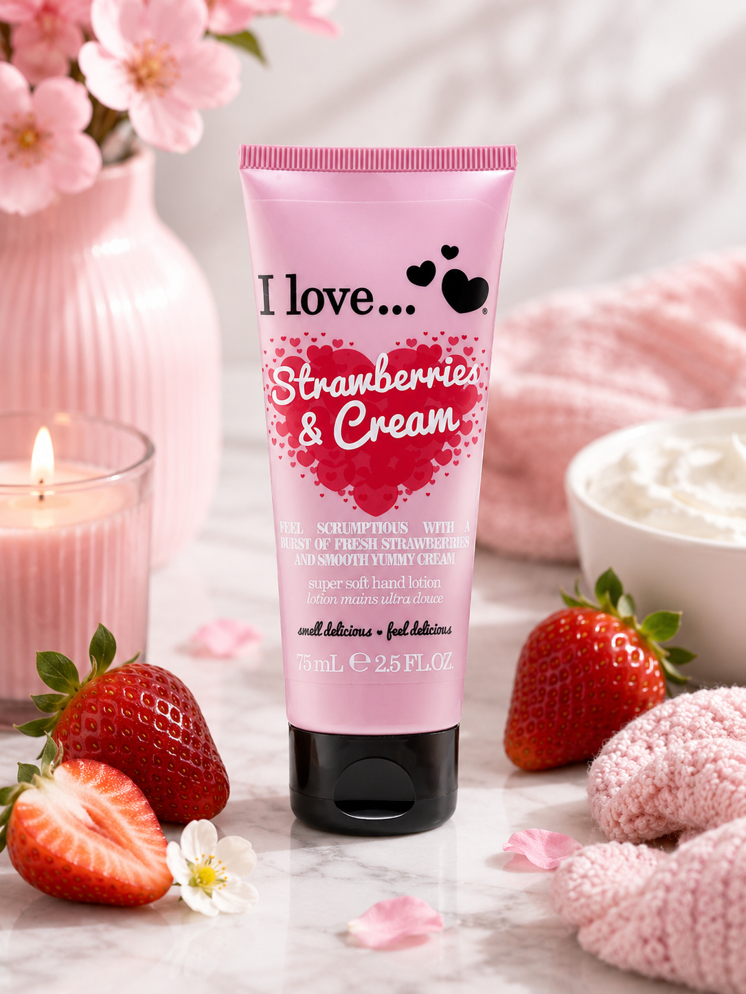 I LOVE Strawberries & Cream Super Soft Hand Cream Lotion 75ml