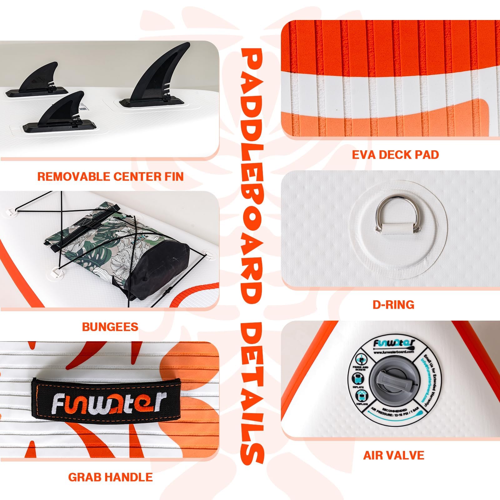 FunWater Inflatable Stand Up Paddle Board Ultra-Light iSUP with Paddle & Pump / Accessories