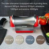 Rockingham Forge Roller Knife Sharpener with 4 Sharpening Discs - Sharpener for Coarse, Medium, Fine Grinding