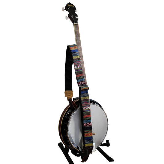 MUSIC FIRST Banjo Strap 2 Inch, Genuine Leather & Cotton Country Style