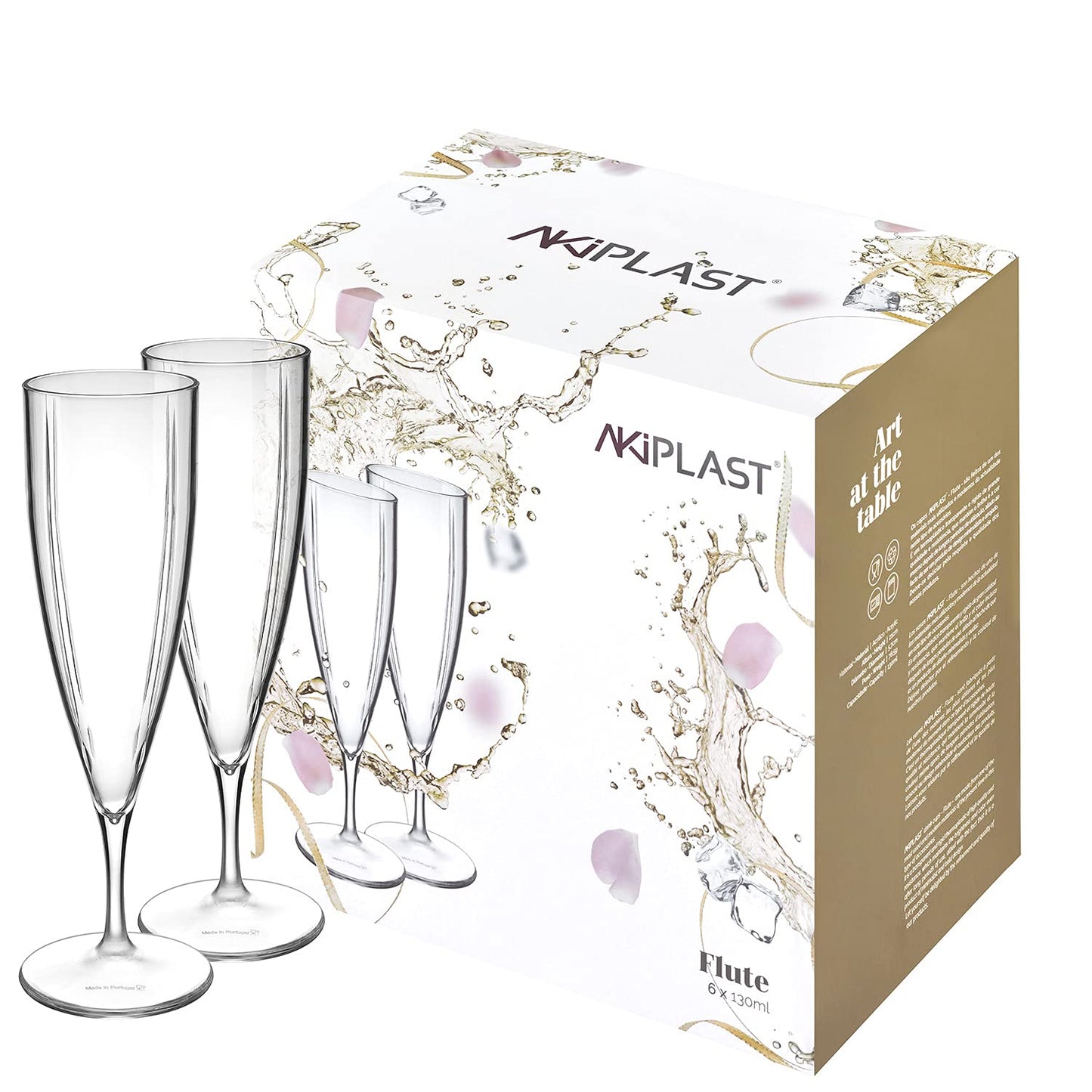 Akiplast LISO Champagne Glasses 130ml Flute Glass - Box of 6