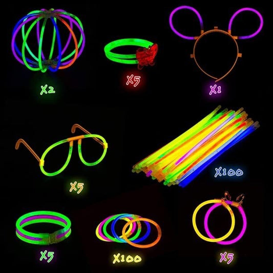 Glow Sticks Party Pack, 233pcs DIY Glasses, Headband Kit