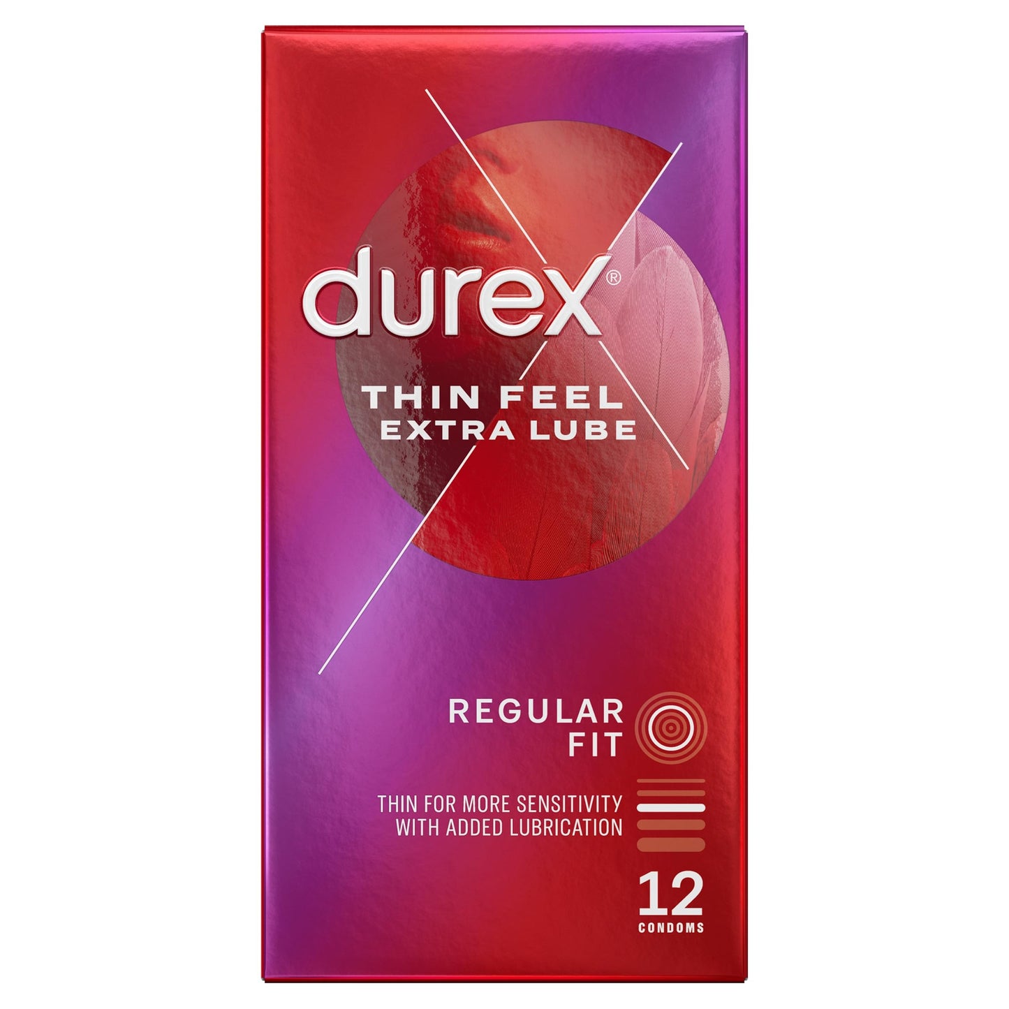 Durex Thin Feel Extra Lube 12 Condoms - Silicone Lubricated - Regular Fit