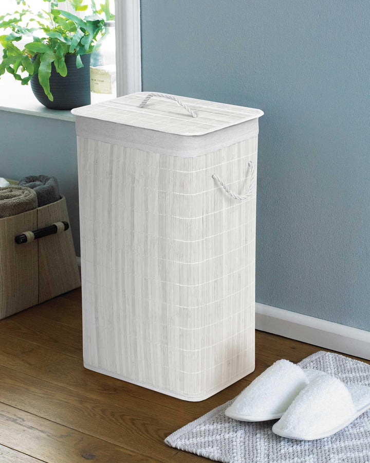 COUNTRY CLUB Rectangular Bamboo Laundry Hamper Basket Clothes Storage Organizer