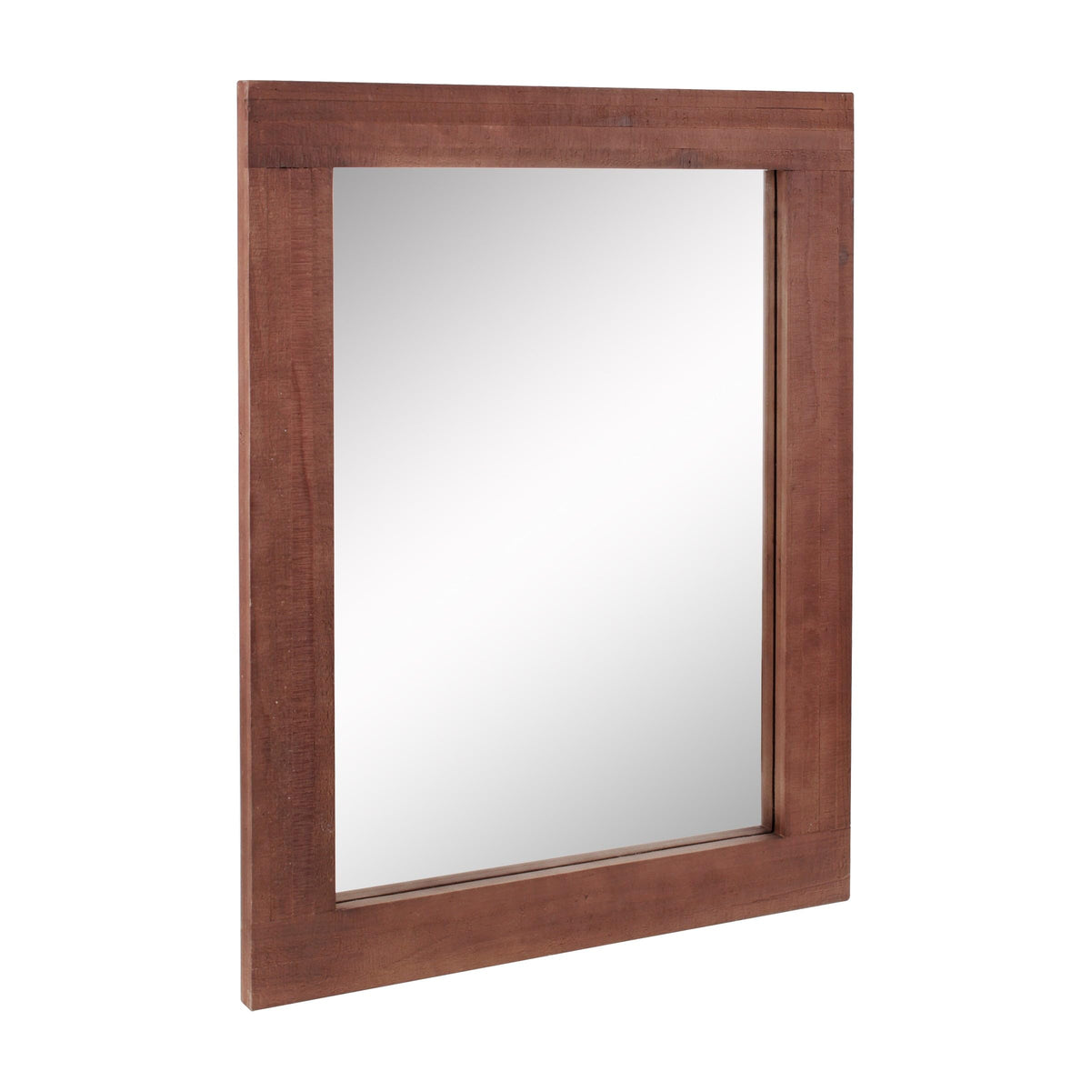 Stonebriar Rustic Rectangular Redwood Wooden Frame Hanging Wall Mirror for Vertical or Horizontal Display 24"x18"