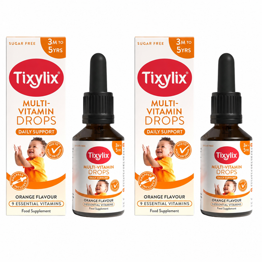 Tixylix Multi-Vitamin Drops 50ml for Children 3 Months+ Orange Flavour 2 Pack Bundle