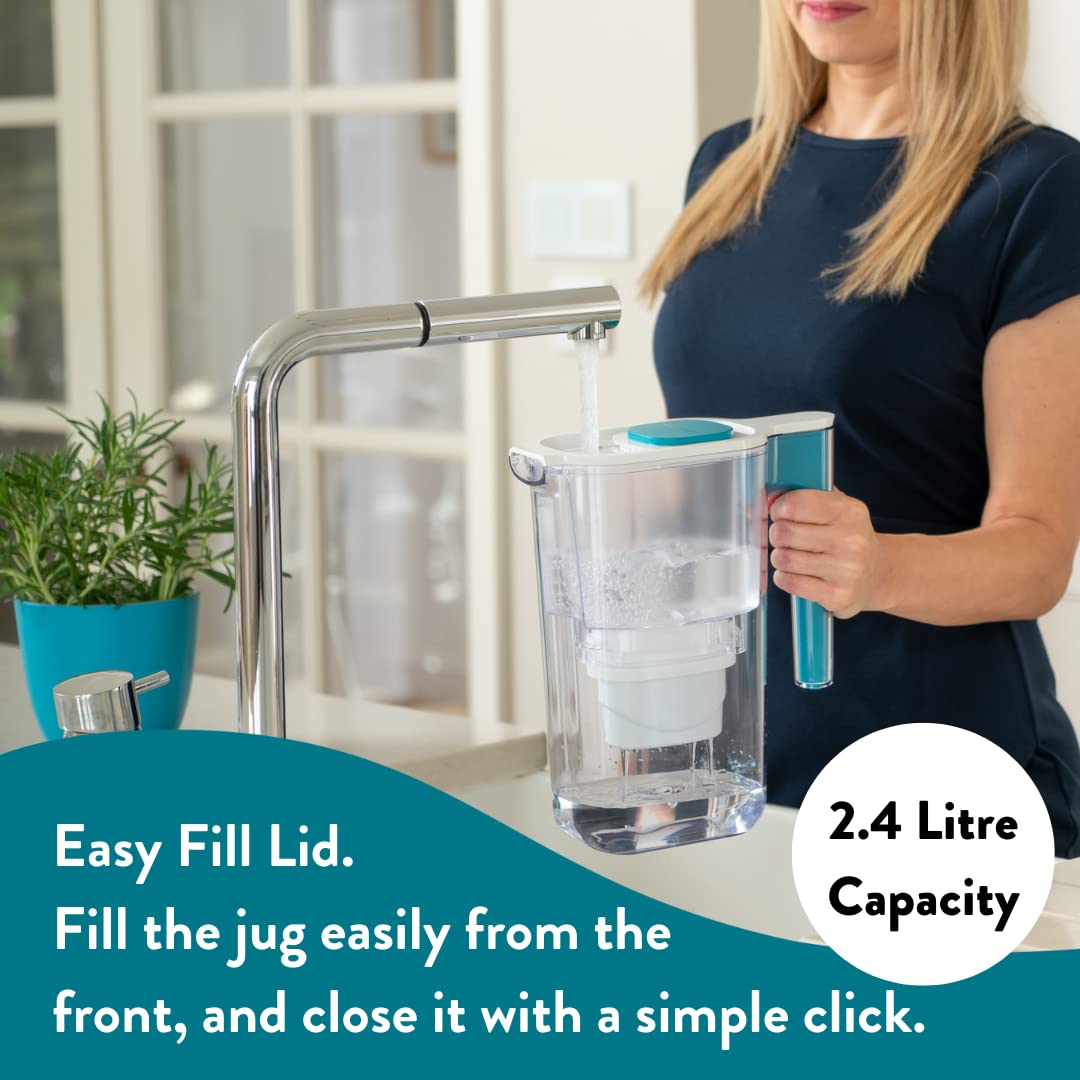 Aqua Optima Perfect Pour Water Filter Jug 2.4L Blue + 3 Evolve+ Cartridges