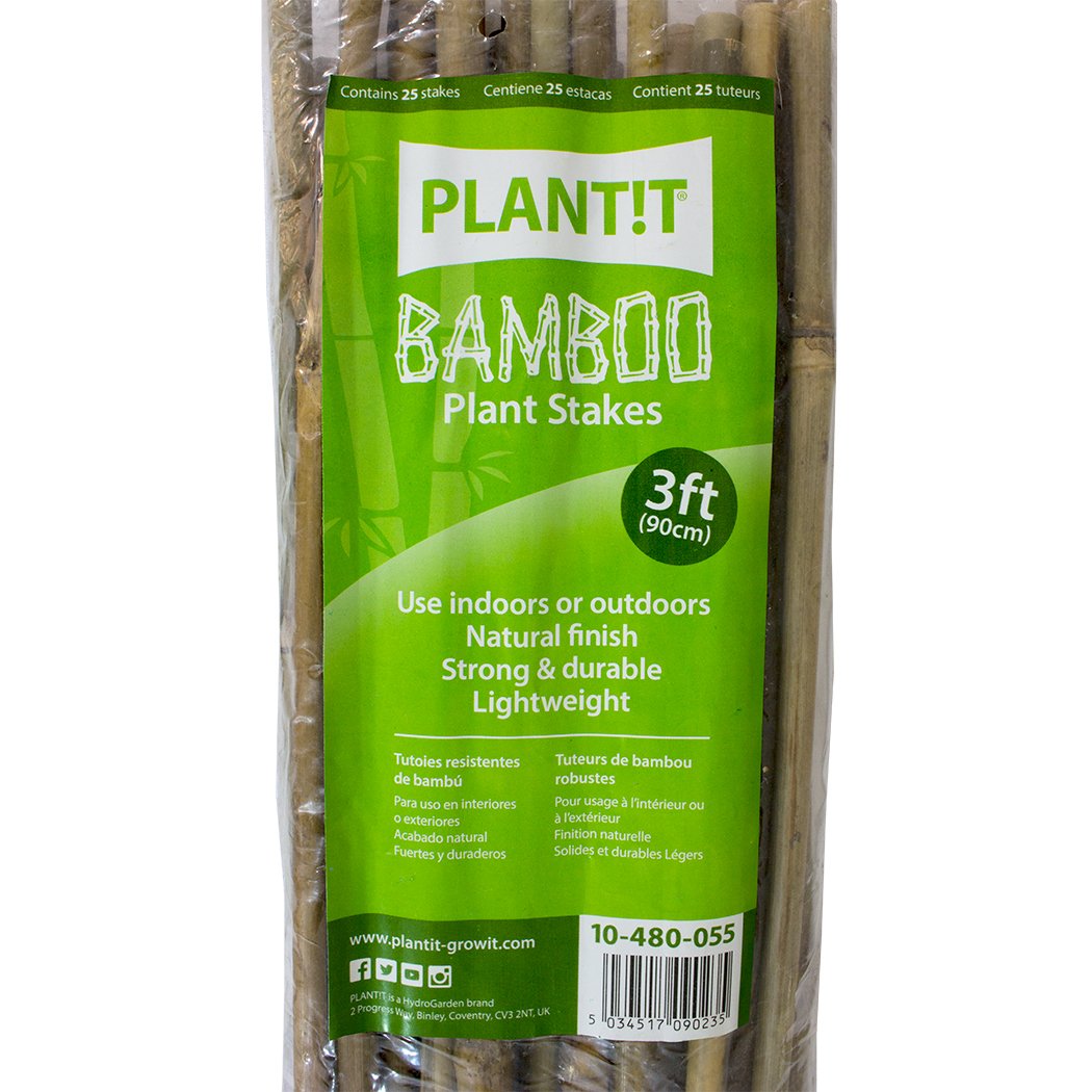 PLANT !T 3FT Bamboo Stakes Pack of 25 - Garden Plant Support Canes Indoors/Outdoors