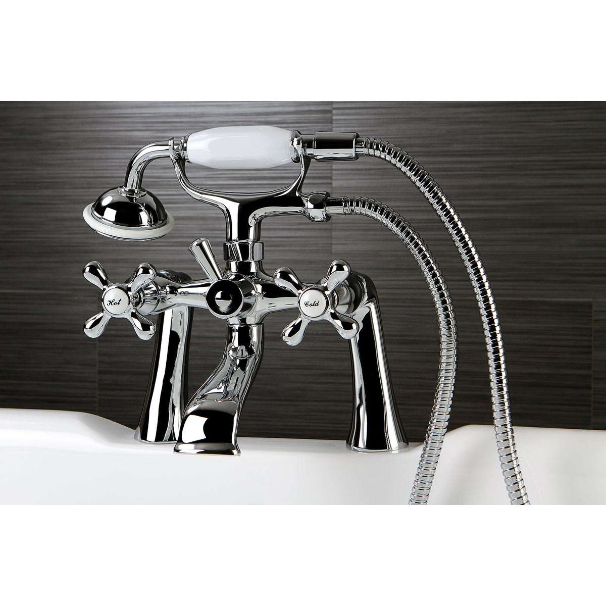 Kingston Brass KS268C Victorian Deck Mount Tub Shower Faucet in Polished Chrome