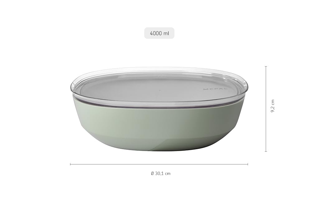 Mepal Silueta Serving Bowl with Lid 4000ml Salad Bowl - Nordic Sage