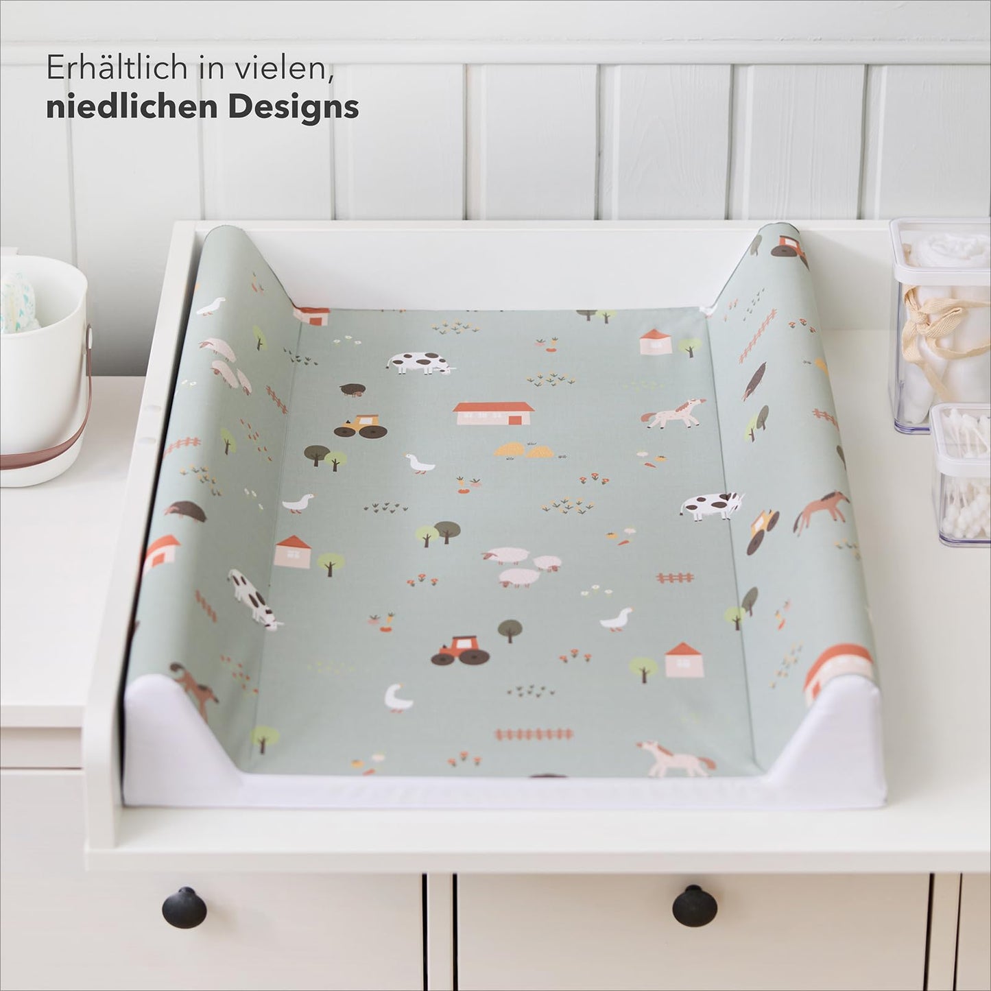 Baby Changing Mat Wedge Town Design 50x70cm Waterproof Pad in Grey/White