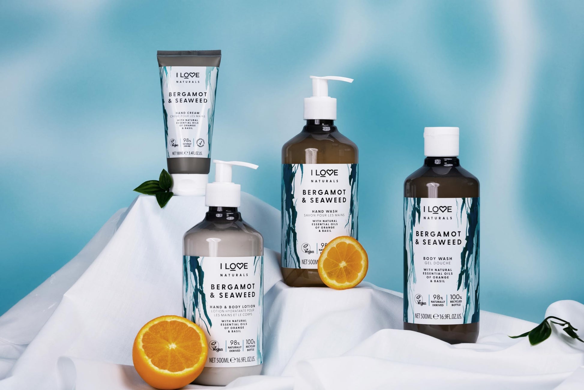 I Love Naturals Bergamot & Seaweed Body Wash 2 x 500ml with Natural Essential Oils