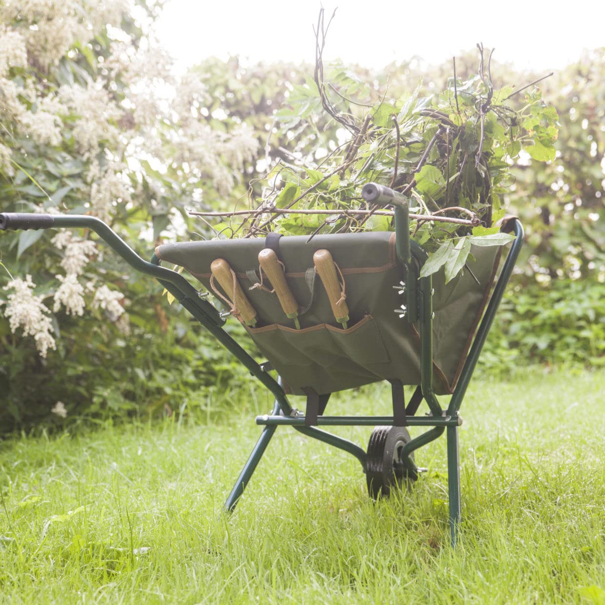 Esschert Design Folding Wheelbarrow Green Garden Trolley Cart