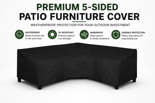 Black V-Shaped Sectional Sofa Cover Waterproof Heavy Duty 100"x100"