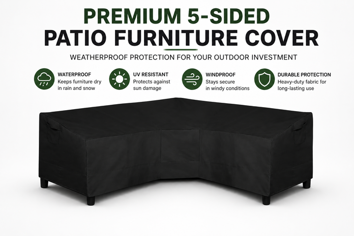 Black V-Shaped Sectional Sofa Cover Waterproof Heavy Duty 100"x100"