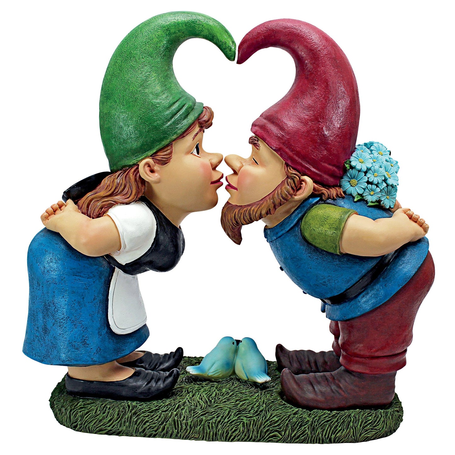 Gnomes Garden Statue Ornament by Design Toscano Kiss and Tell Lover, Large 30cm