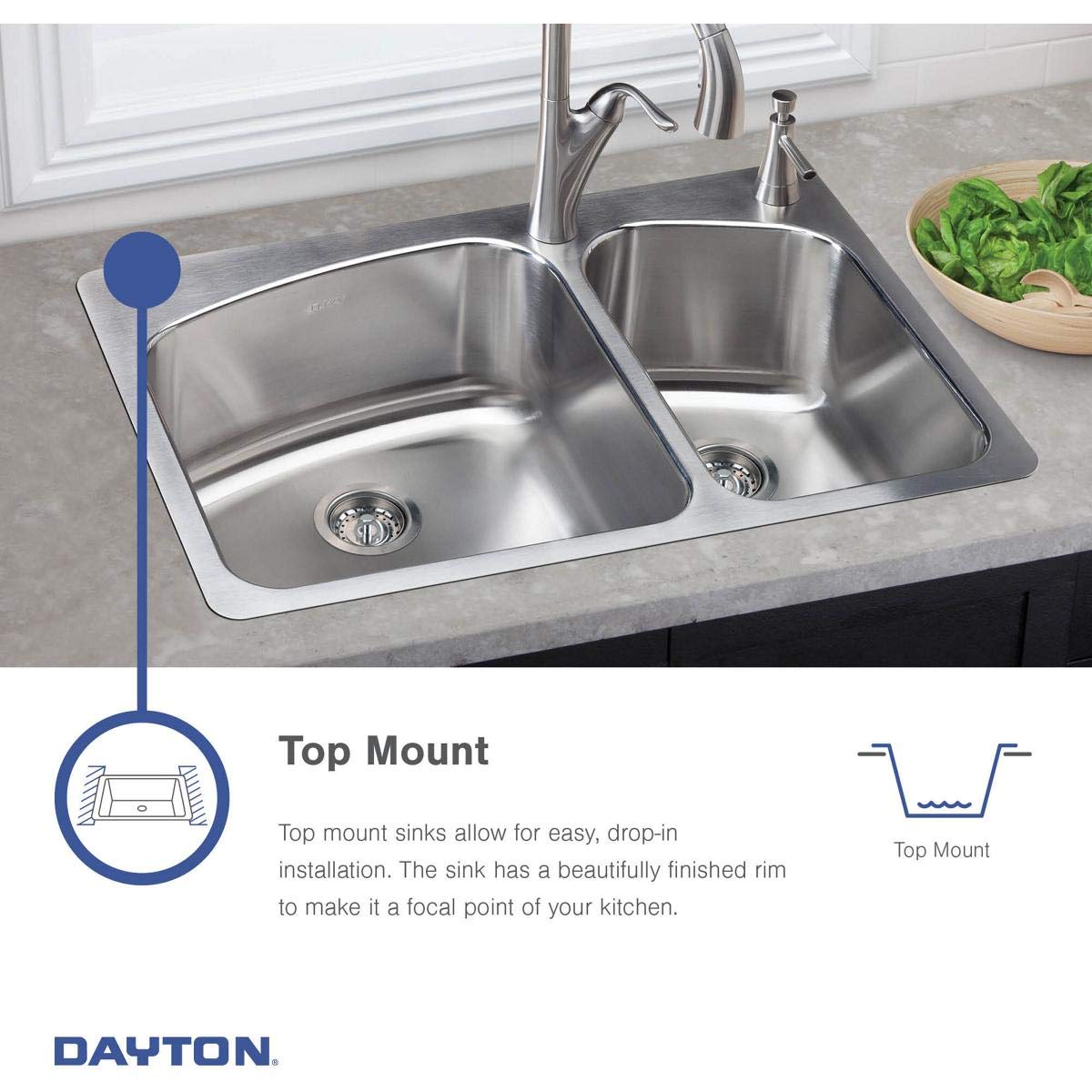 Elkay Dayton Stainless Steel 20 x 20 x 101/8 Single Bowl Dropin Laundry Sink