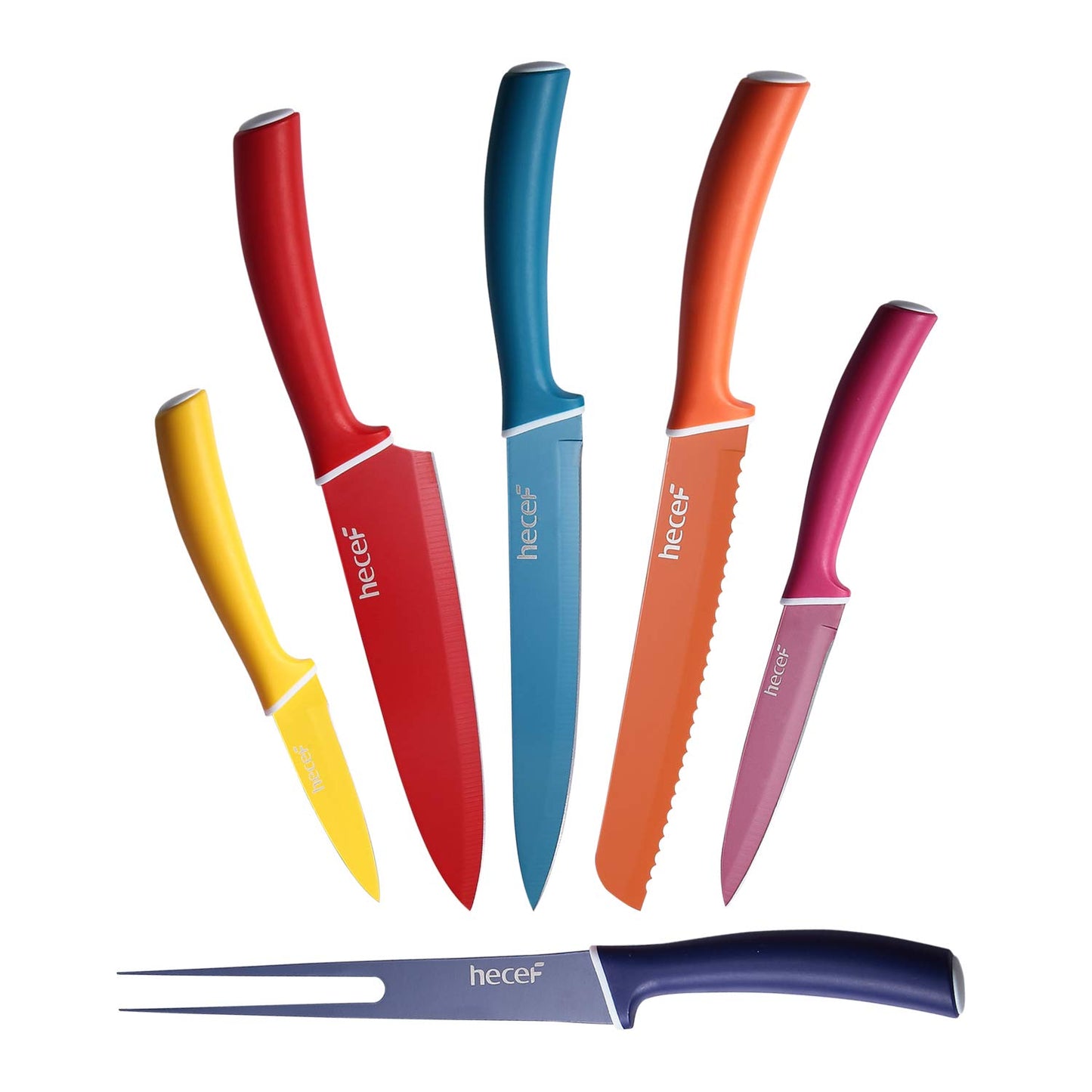 Colourful Knives Set of 6 Stainless Steel Sharp Blade Non-Stick by Homeslates