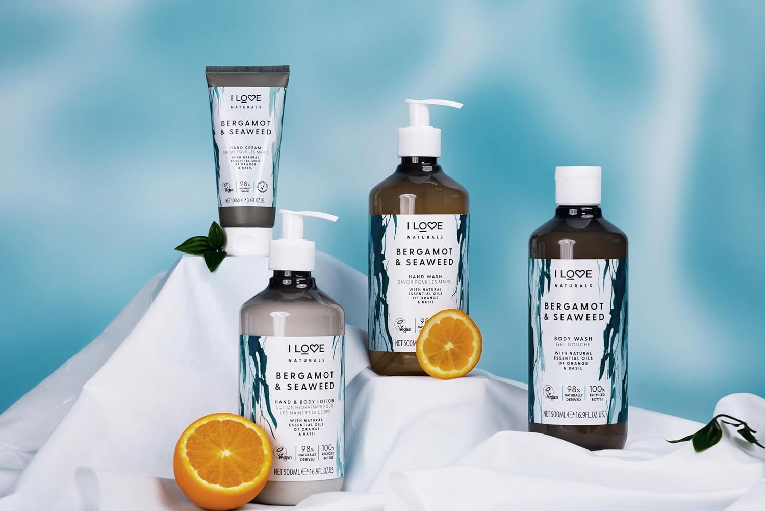 I Love Naturals Bergamot & Seaweed Hand & Body Lotion 3 x 500ml with Natural Essential Oils
