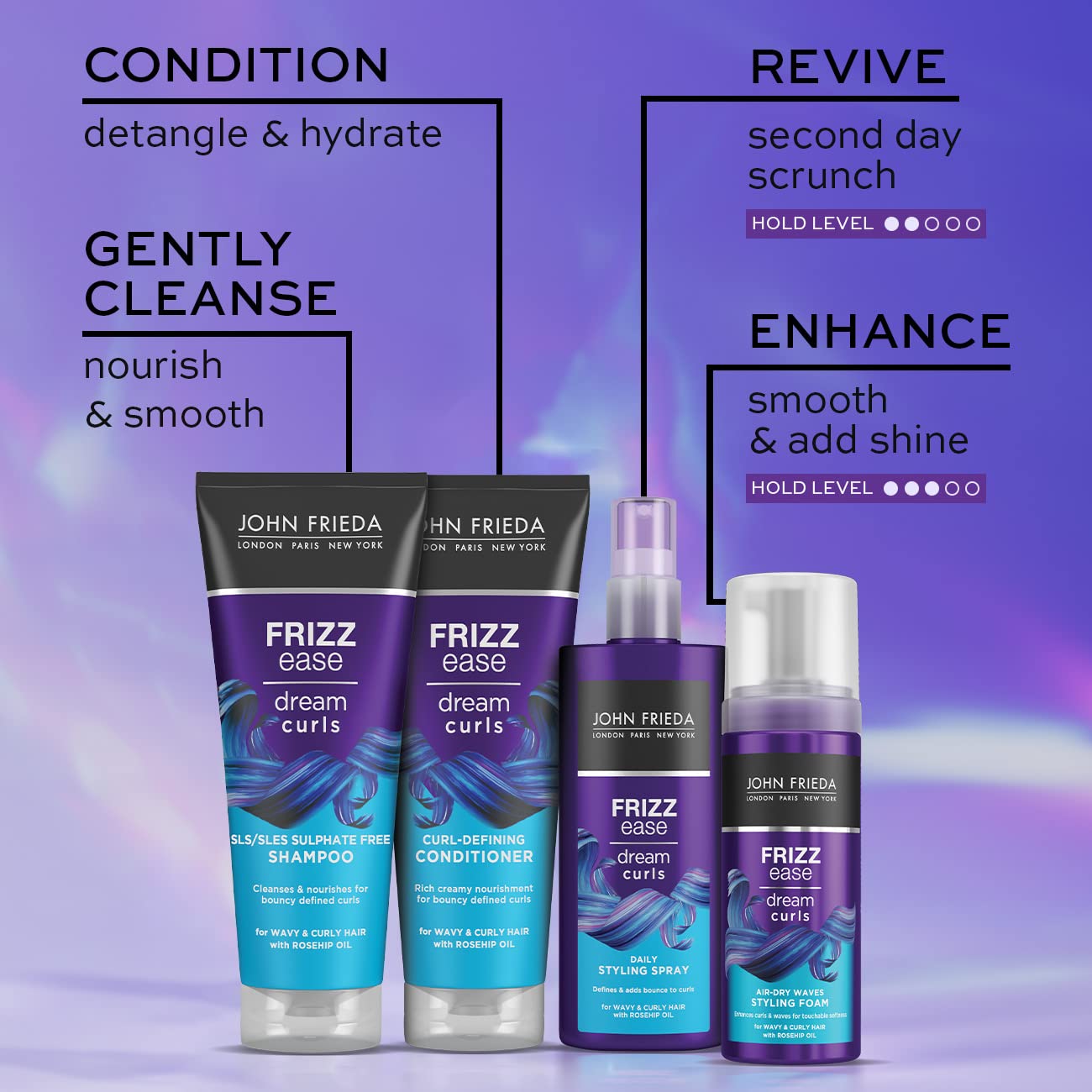 John Frieda Dream Curls Air Dry Waves Styling Foam 150ml