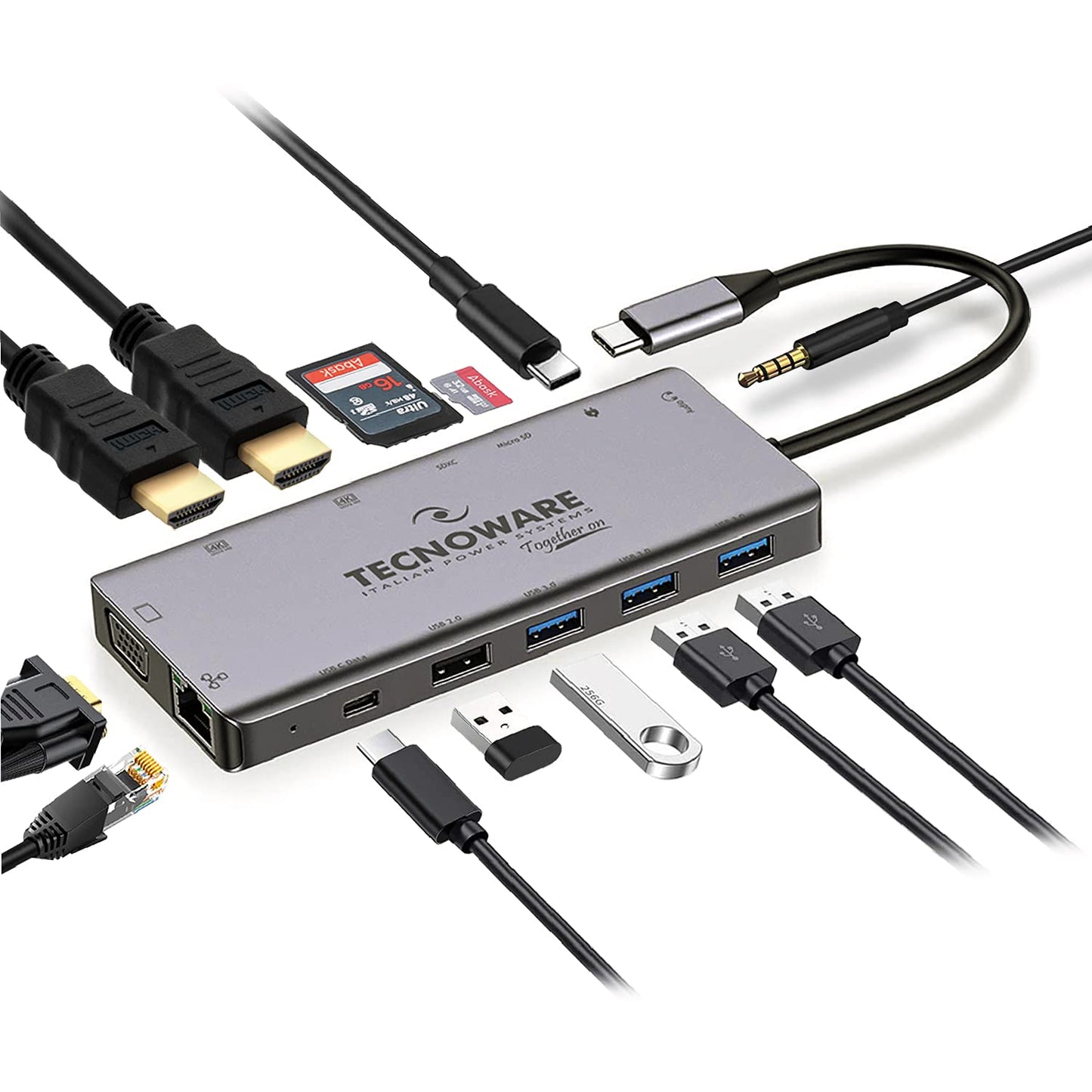 Tecnoware Hub USB Type-C 13-in-1 Adapter for MacBook & Notebook