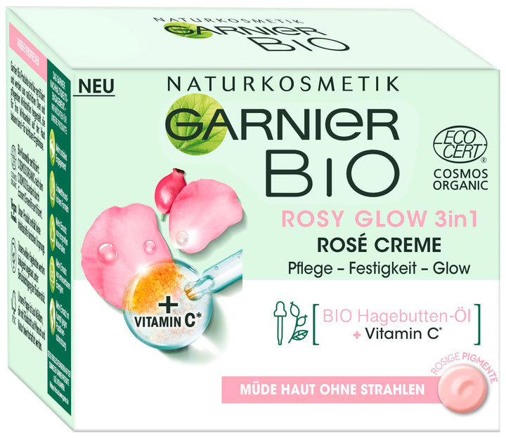 Garnier Bio Rosy Glow 3-in-1 Rose Cream 50ml - Youthful Glow