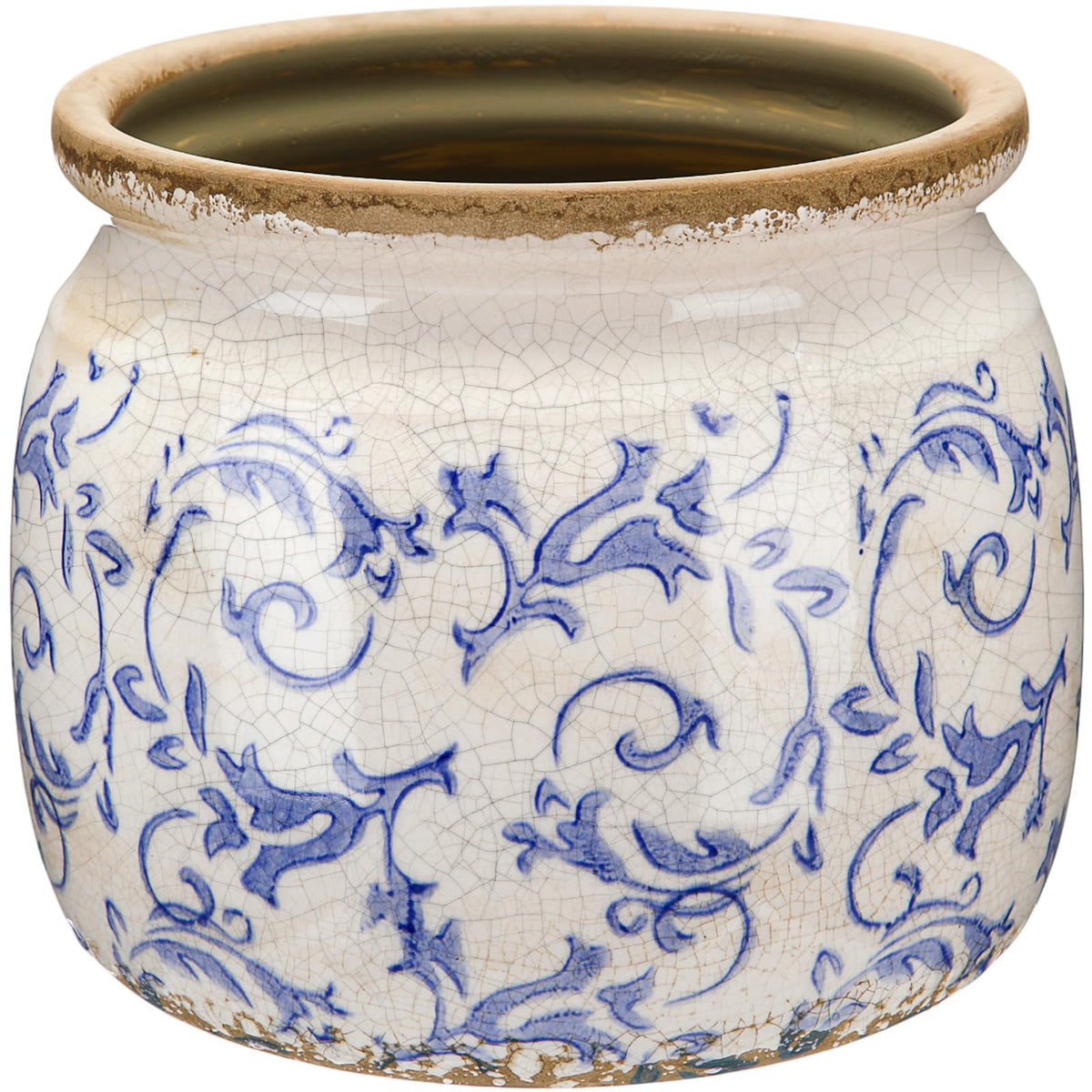 Ninehaoou Vintage Ceramic Planter Large Blue Chinoiserie Flower Pot