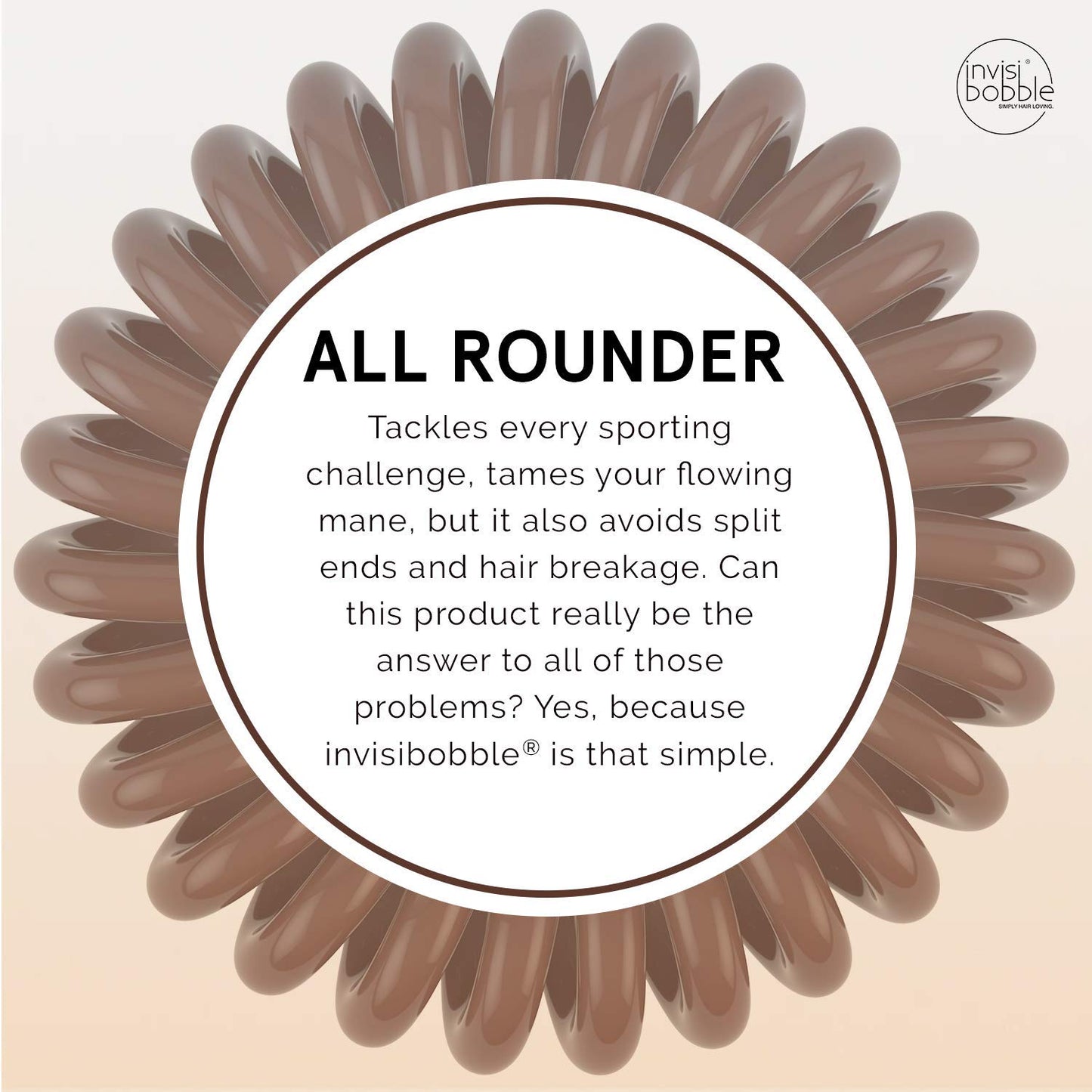 INVISIBOBBLE Power Hair Ties 3 Pack Pretzel Brown Extra Strong Grip Hair Ring