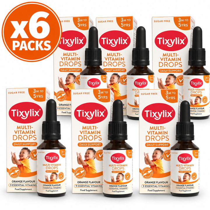 Tixylix Multi-Vitamin Drops 50ml x6 Packs for Children 3 Months+ Orange Flavour